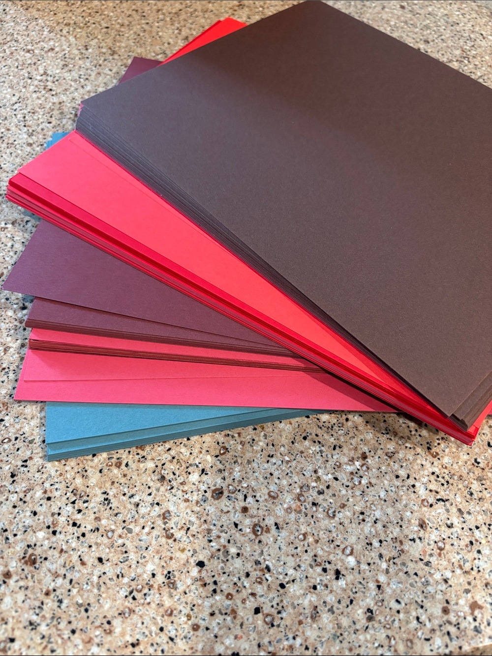 Assorted Colored Stampin Up! Cardstock Brown, Red, , Blue Grey
81/2 x 11